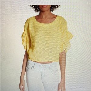 Lightly worn, Joie xs yellow linen cropped blouse!